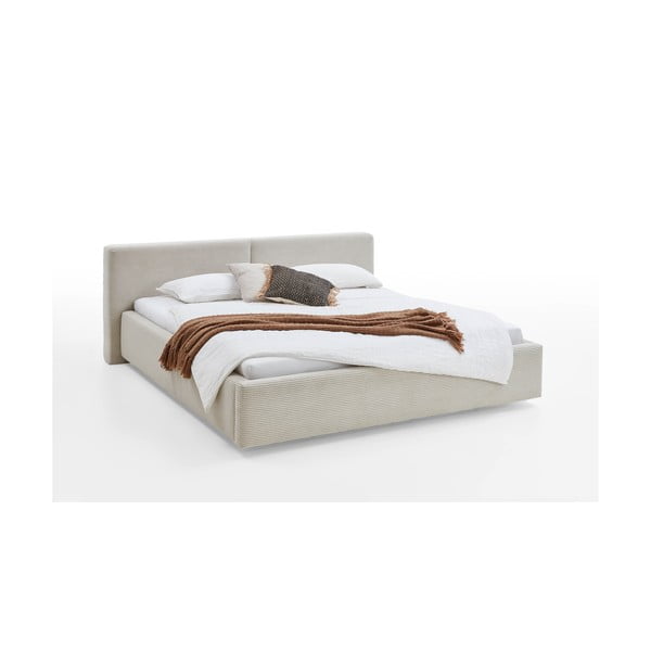 Béžová čalúnená dvojlôžková posteľ bez roštu 160x200 cm Cube – Meise Möbel-image-4