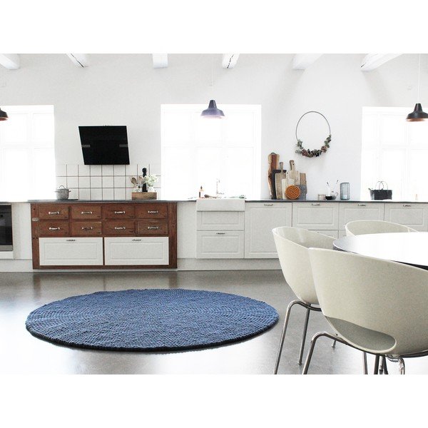 Modrý guľôčkový vlnený koberec Wooldot Ball rugs, ⌀ 200 cm-image-3