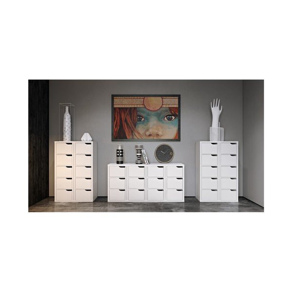 Biela komoda s 5 zásuvkami TemaHome Basic-image-1