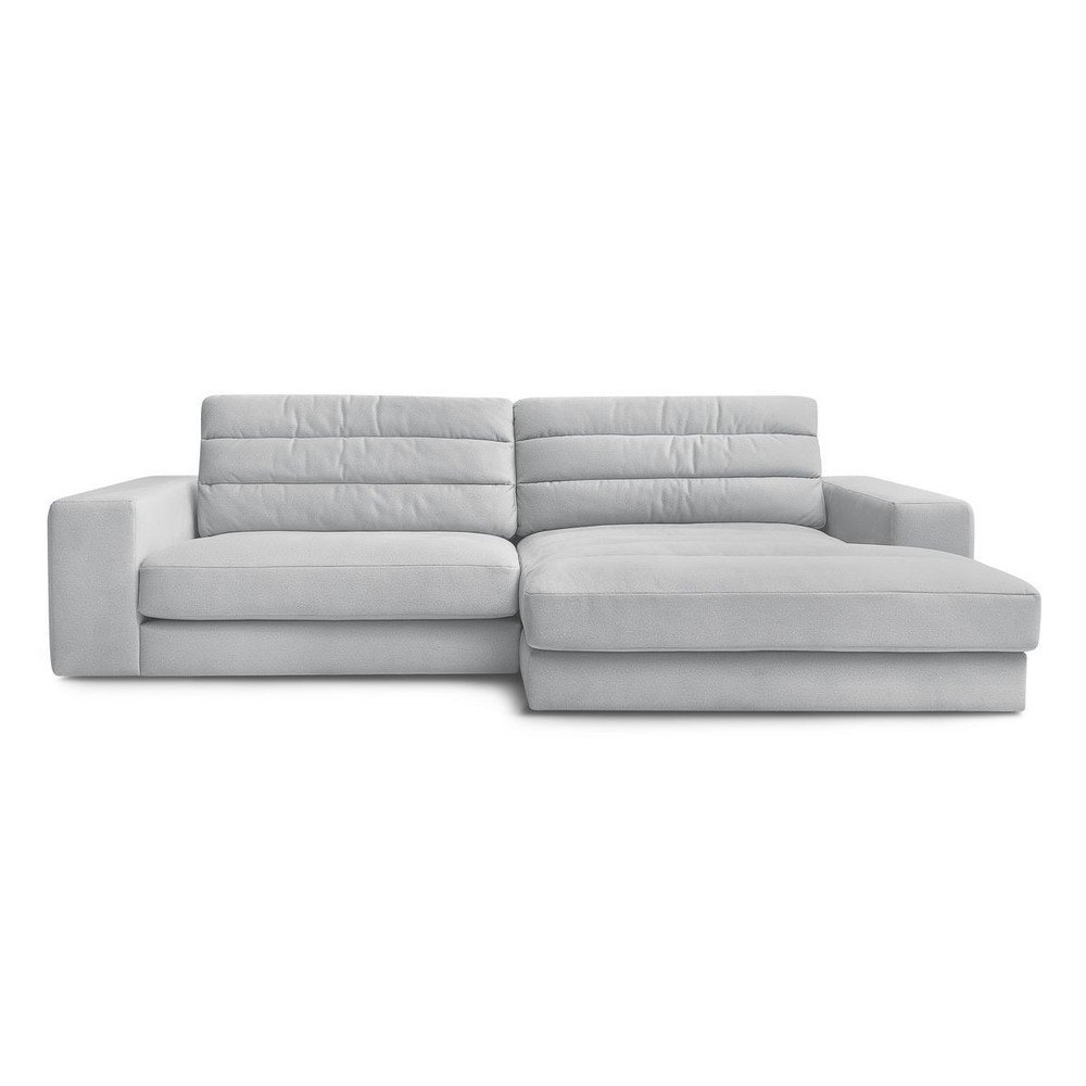 Svetlosivá zamatová rohová pohovka (pravý roh/s leňoškou) Sierra – Bobochic Paris