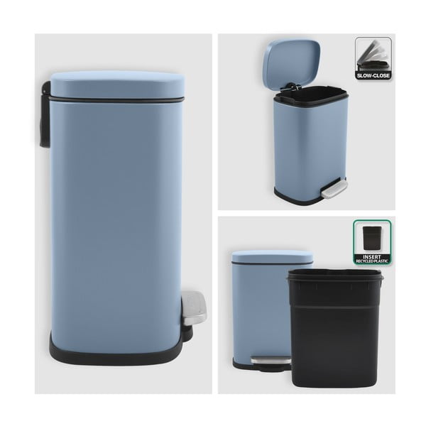 Svetlomodrý nášľapný oceľový odpadkový kôš 5 l Akira – Spirella-image-2
