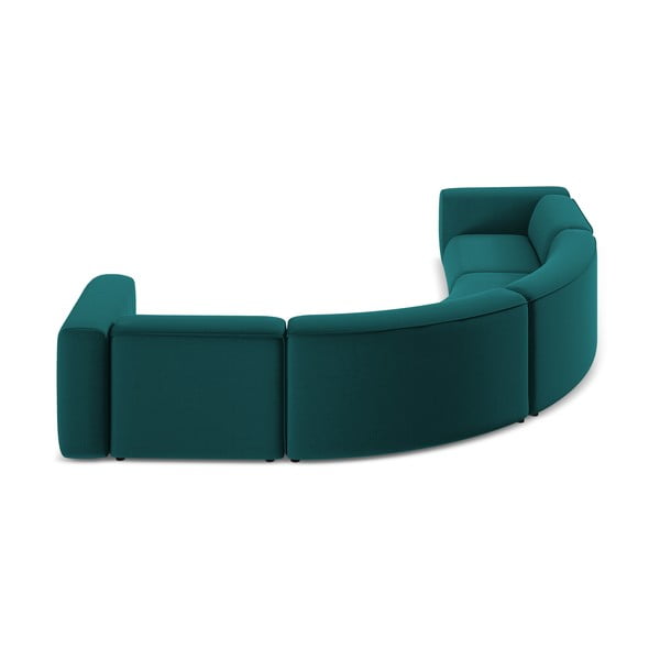 Tyrkysovomodrá zamatová rohová pohovka Ekahi – Makamii-image-4