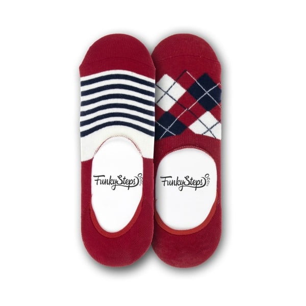 Sada 2 párov nízkych ponožiek Funky Steps Reds, veľkosť 39 - 45