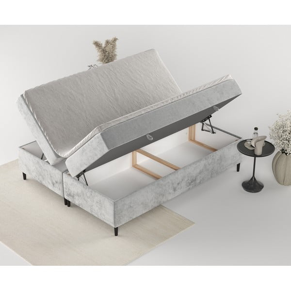 Sivá boxspring posteľ s úložným priestorom 180x200 cm Araya – Maison de Rêve-image-4