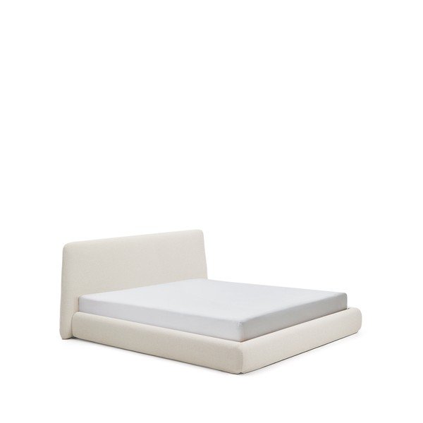 Béžová čalúnená dvojlôžková posteľ bez roštu 180x200 cm Martina – Kave Home-image-3