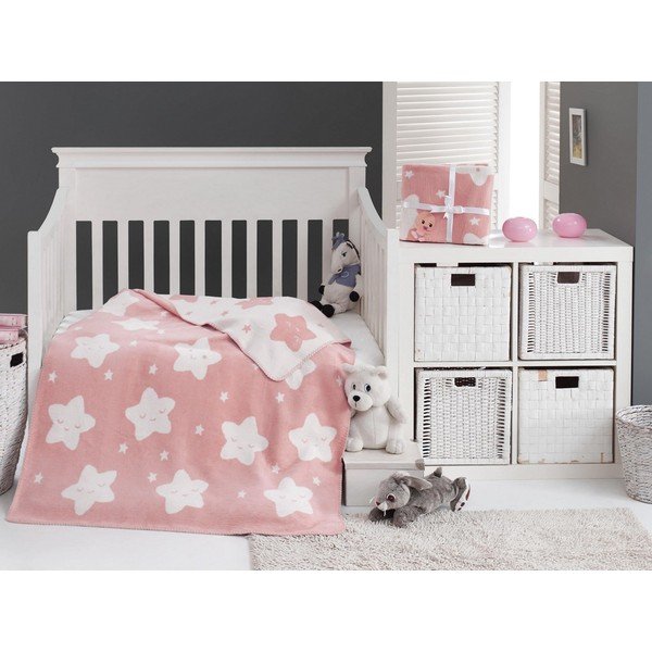 Ružová fleecová detská deka 100x120 cm Star – Mijolnir-image-1