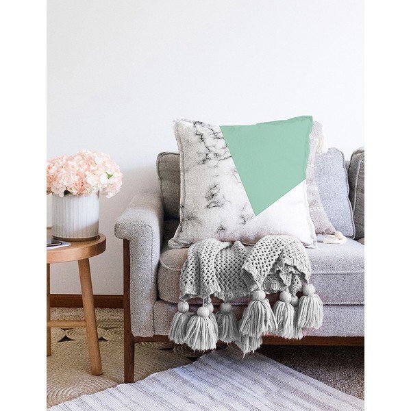 Zeleno-sivá obliečka na vankúš s prímesou bavlny Minimalist Cushion Covers Marble, 55 x 55 cm-image-2
