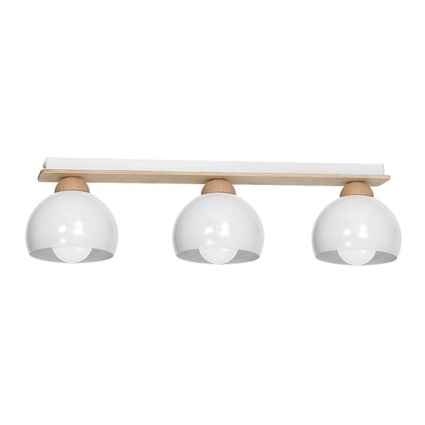 Biele stropné svietidlo s drevenými detailmi Dama Tres