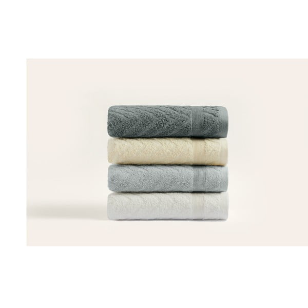 Žlto-sivé froté bavlnené uteráky v súprave 4 ks 50x90 cm – Foutastic