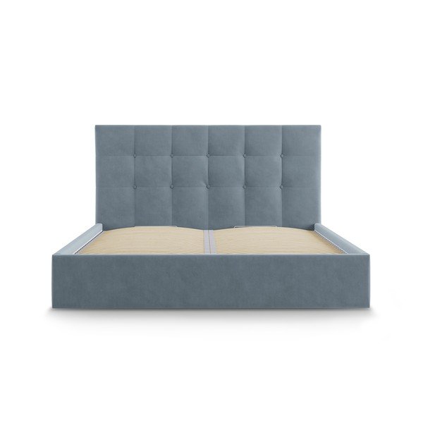 Svetlomodrá zamatová dvojlôžková posteľ Mazzini Beds Nerin, 180 x 200 cm-image-2