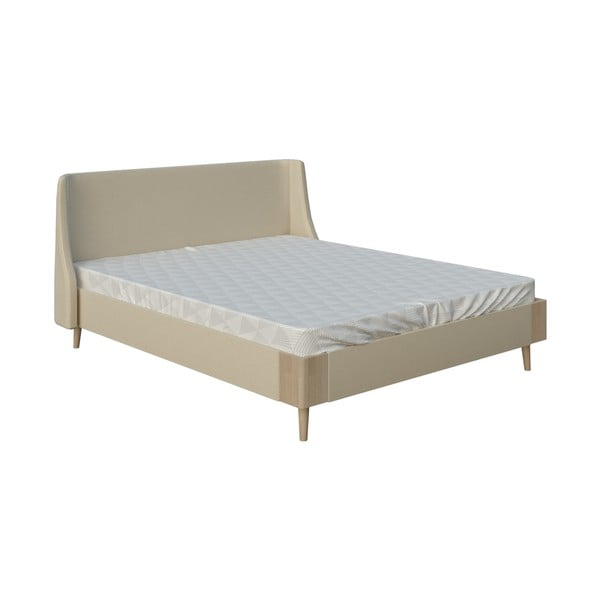 Béžová dvojlôžková posteľ PreSpánok Lagom Side Soft, 140 x 200 cm
