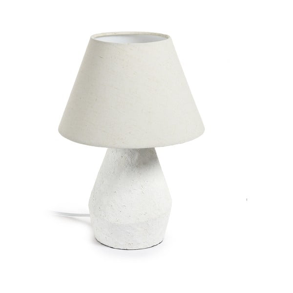 Biela stolová lampa s textilným tienidlom (výška 43 cm) Noara - Kave Home