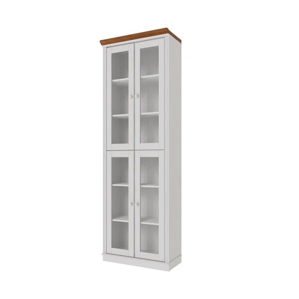Biela/jantárová vitrína z borovicového dreva 74x223x37 cm Anita – Støraa-image-2