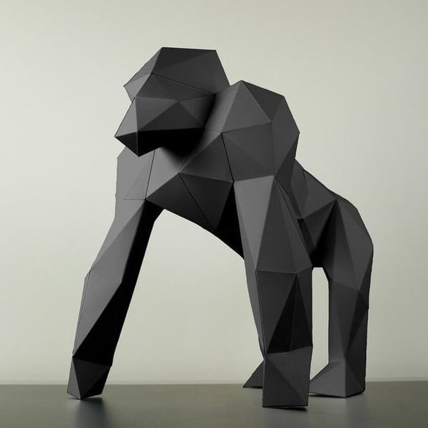 Papierová socha Gorila, čierna