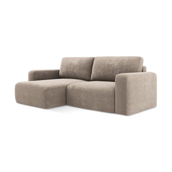 Béžová ženilková rozkladacia/s úložným priestorom rohová pohovka (ľavý roh/s leňoškou) Kona – Makamii-image-2