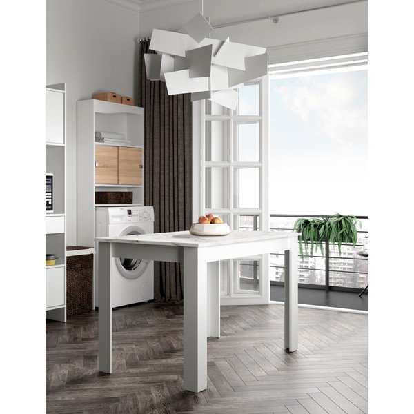 Biely jedálenský stôl s doskou v dekore mramoru 110x70 cm Nice - TemaHome -image-1