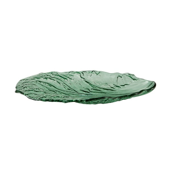 Zelený sklenený servírovací tanier Bahne & CO, 28 x 18 cm