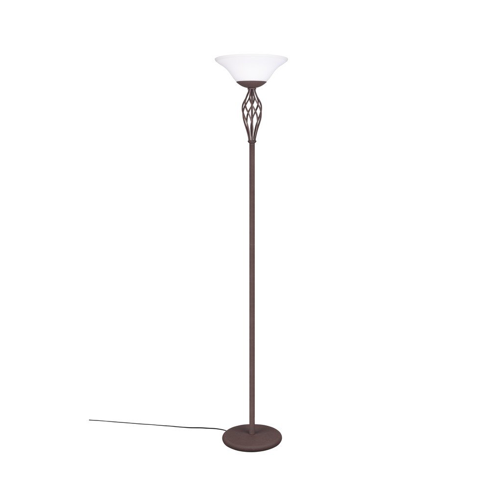 E-shop Tmavohnedá stojacia lampa so skleneným tienidlom (výška 180 cm) Rustica – Trio