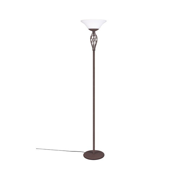 Tmavohnedá stojacia lampa so skleneným tienidlom (výška  180 cm) Rustica – Trio