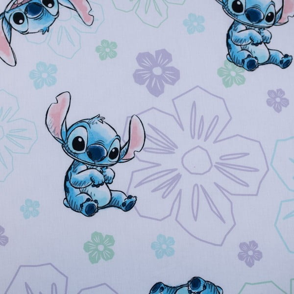 Biela napínacia bavlnená detská plachta na jednolôžko 90x200 cm Lilo and Stitch "Ohana White" – Jerry Fabrics-image-2