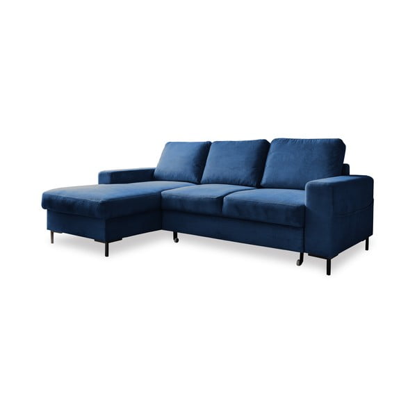 Tmavomodrá menčestrová rozkladacia rohová pohovka (ľavý roh) Lofty Lilly – Miuform