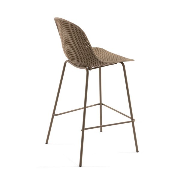 Béžová kovová/plastová záhradná barová stolička Quinby – Kave Home-image-3