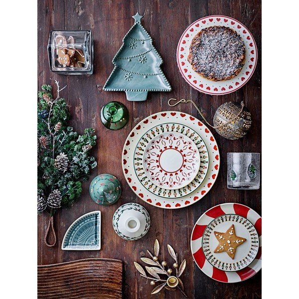 Červený kameninový tanier s vianočným motívom ø 23 cm Yule – Bloomingville-image-3