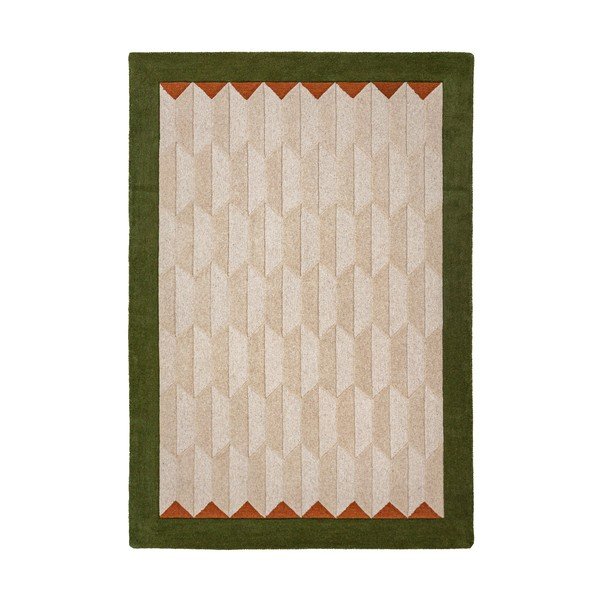 Zelený/v prírodnej farbe ručne tkaný vlnený koberec 200x290 cm Apex Border Wool – Flair Rugs