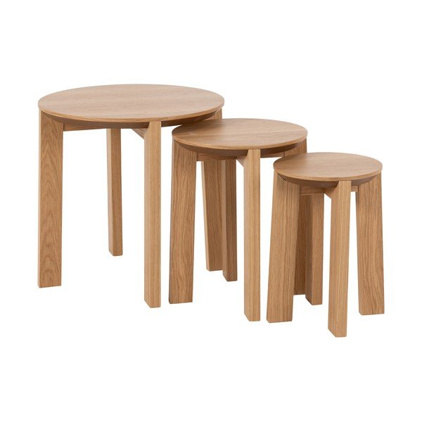 Okrúhle odkladacie stolíky v súprave 3 ks v dekore duba ø 50 cm Maxime - Actona-image-2