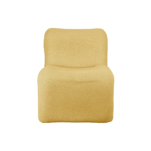 Okrovožlté kreslo z textílie buklé Fuerza – Leitmotiv-image-2