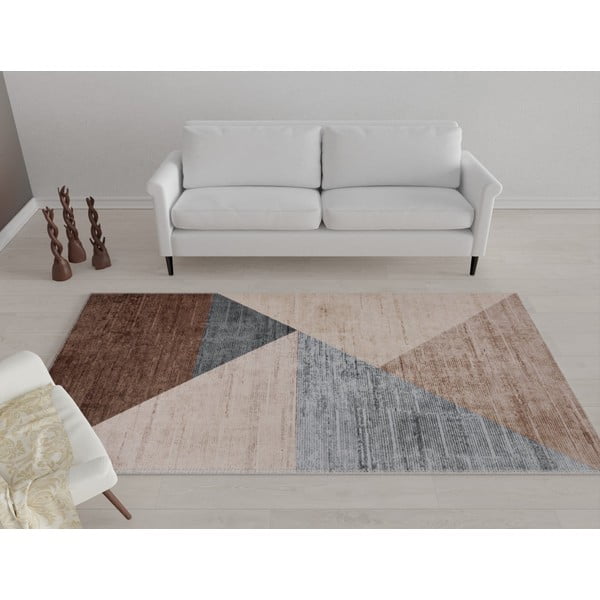 Hnedo-béžový prateľný koberec 80x50 cm - Vitaus-image-1