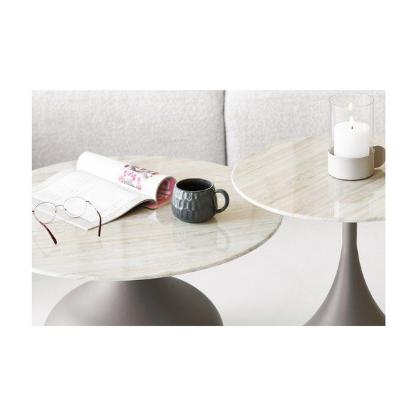 Khaki okrúhly konferenčný stolík so sklenenou doskou ø 70 cm Pienza – House Nordic-image-3