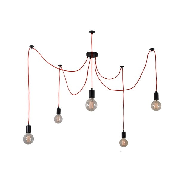Päťramenné závesné svetlo Spider, červené