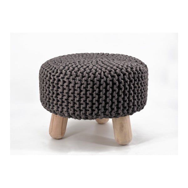 Hnedá nízka stolička s háčkovaním Moycor Crochet
