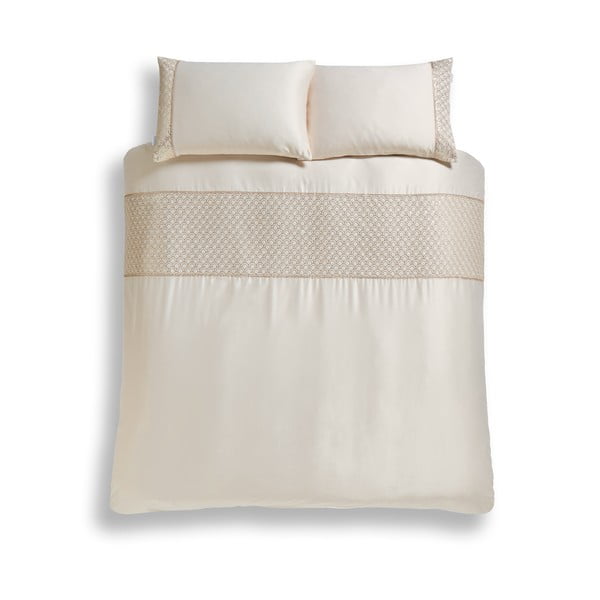 Béžové obliečky na dvojlôžko/predĺžené z mikrosaténu 230x220 cm Deco Sequin – Catherine Lansfield