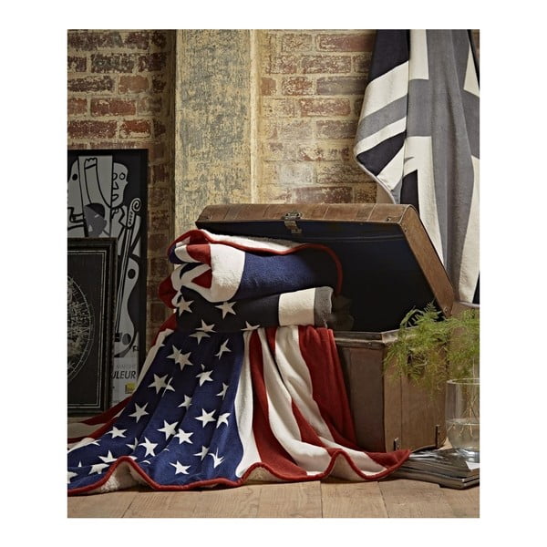 Pléd s motívom americkej vlajky Catherine Lansfield, 130 × 170 cm