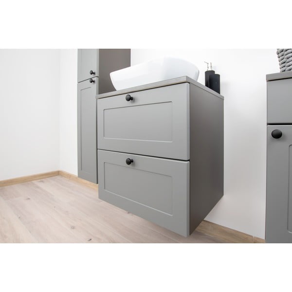 Sivá nízka závesná skrinka pod umývadlo 61,5x60 cm Senja – STOLKAR-image-2