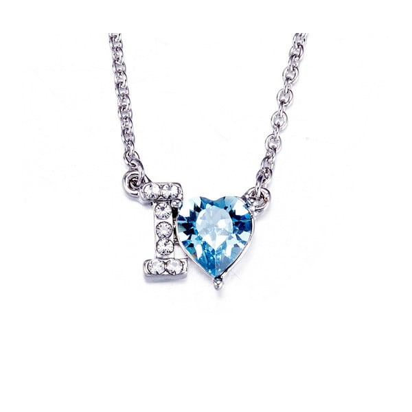 Náhrdelník s modrými krištáľmi Swarovski Elements Crystals I Love You