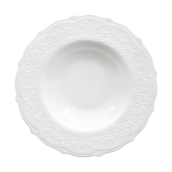 Biely hlboký tanier Krauff Irish Lacy, 22 cm
