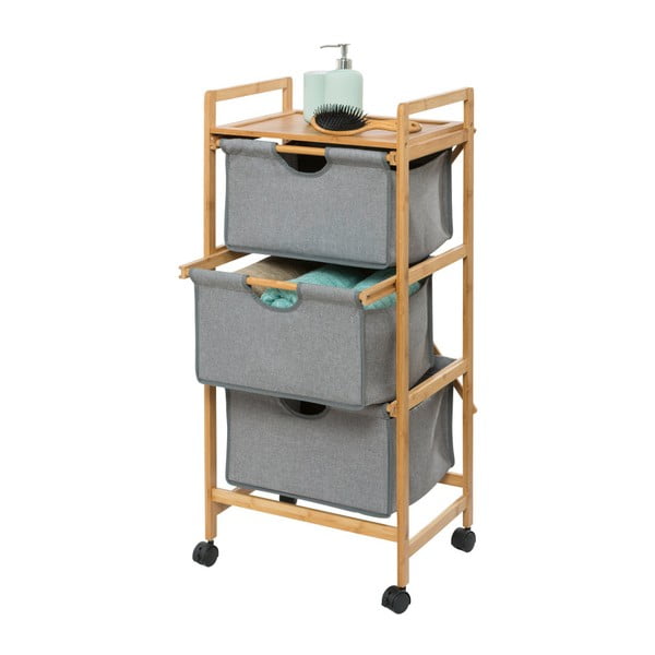 Sivo-hnedý bambusový kúpeľňový regál 44x96 cm Bahari - Wenko-image-3