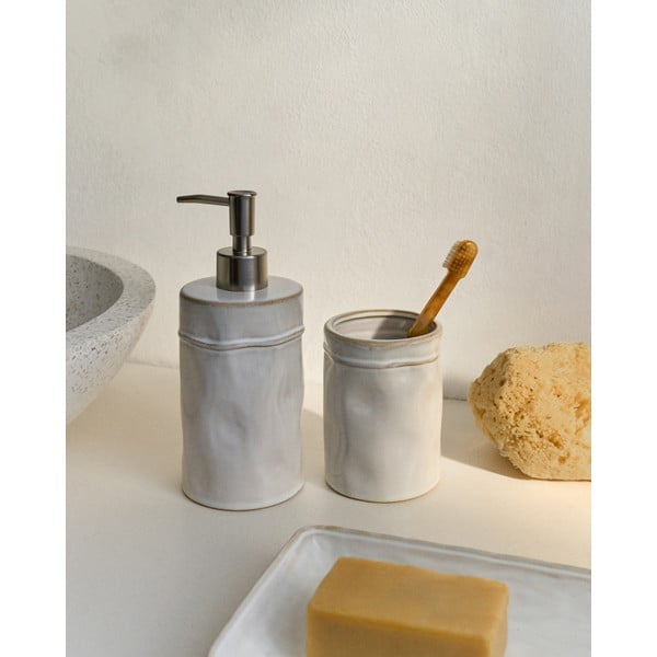 Krémový keramický téglik na zubné kefky Savel – Kave Home-image-1