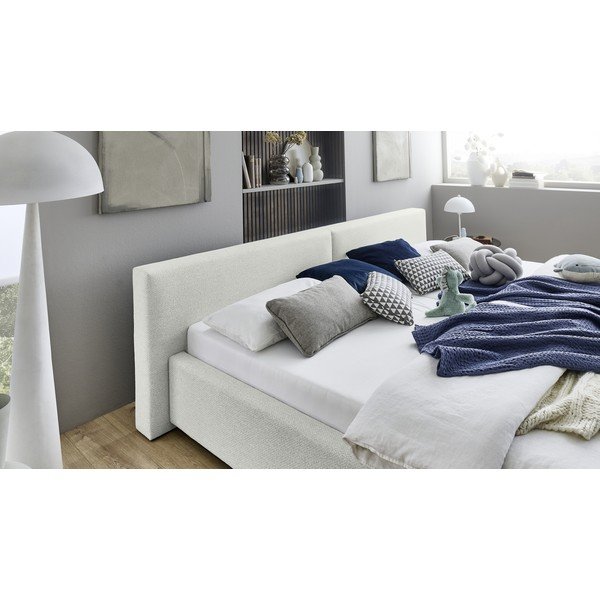 Biela čalúnená dvojlôžková posteľ s úložným priestorom s roštom 200x240 cm Cube – Meise Möbel-image-2