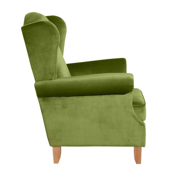 Zelené zamatové kreslo ušiak Max Winzer Verita Velvet-image-2