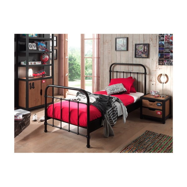 Čierna kovová detská posteľ Vipack New York, 90 × 200 cm-image-2