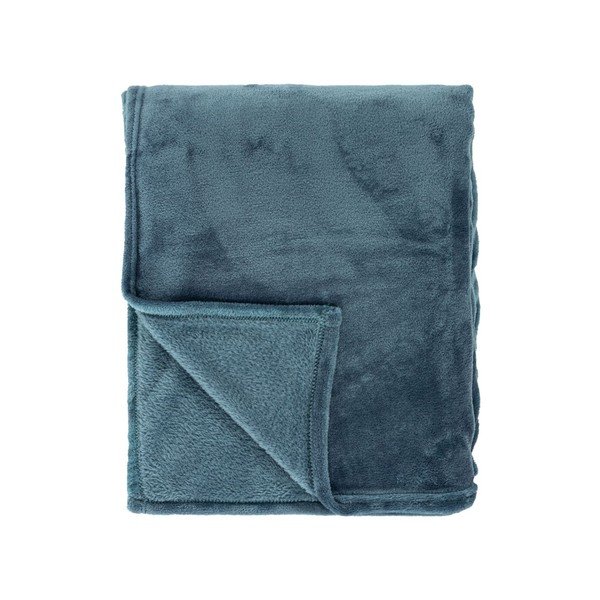 Modrý pléd z mikroplyšu na dvojlôžko 180x220 cm Cosy – Tiseco Home Studio-image-2