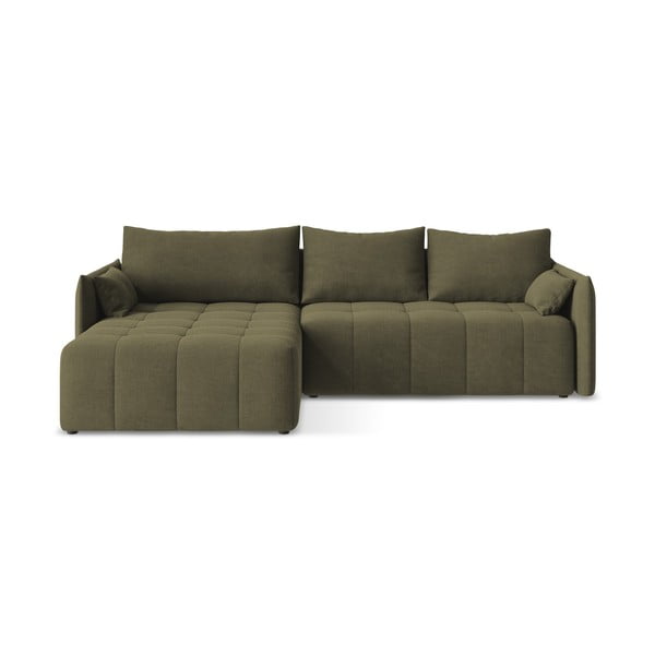 Khaki rozkladacia/s úložným priestorom rohová pohovka (ľavý roh/s leňoškou) Moku – Makamii