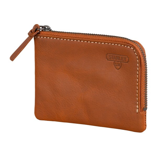 Hnedá kožená peňaženka na zips Stanley Tools