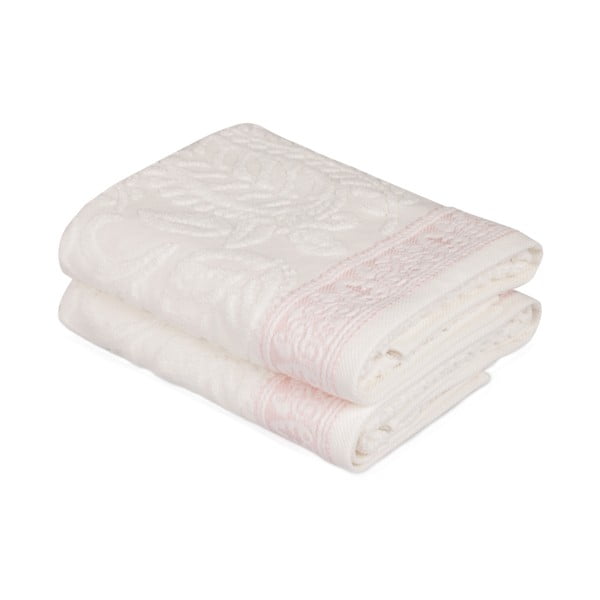 Sada 2 krémovobielych bavlnených uterákov na ruky Catherine, 50 × 90 cm