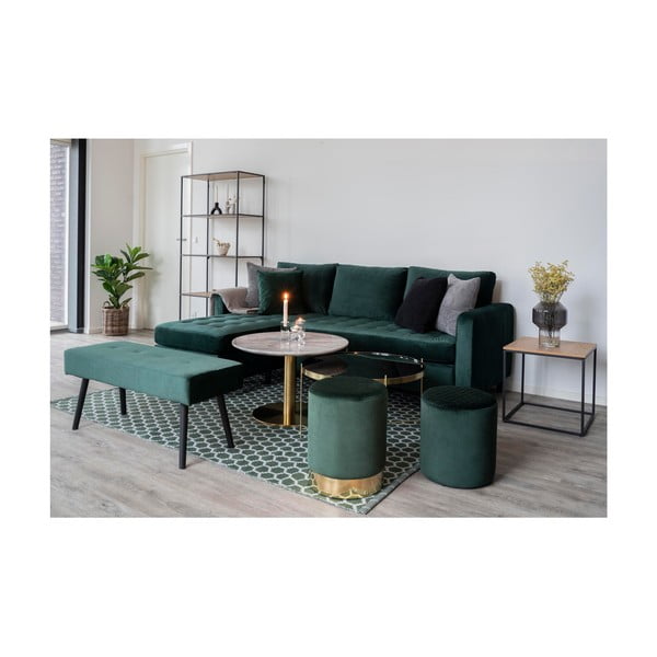 Tmavozelená zamatová lavica Bonami Essentials Skiby-image-3