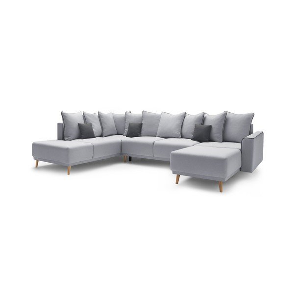 Sivá rohová rozkladacia pohovka s leňoškou Bobochic Paris Panoramique XXL Mola, pravý roh-image-3